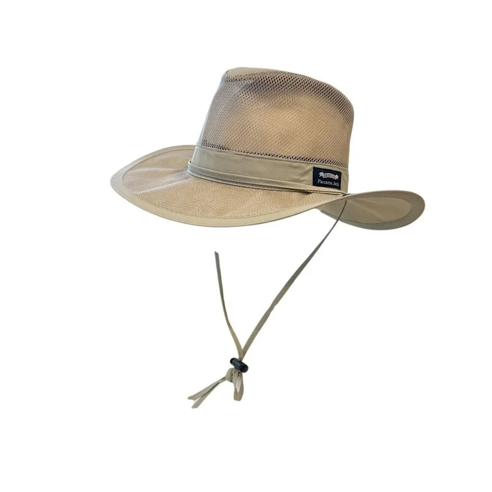 Panama Jack Mesh Seven Seas Safari Original Hat Khaki Light Green Fossil Size Lg - Picture 1 of 5